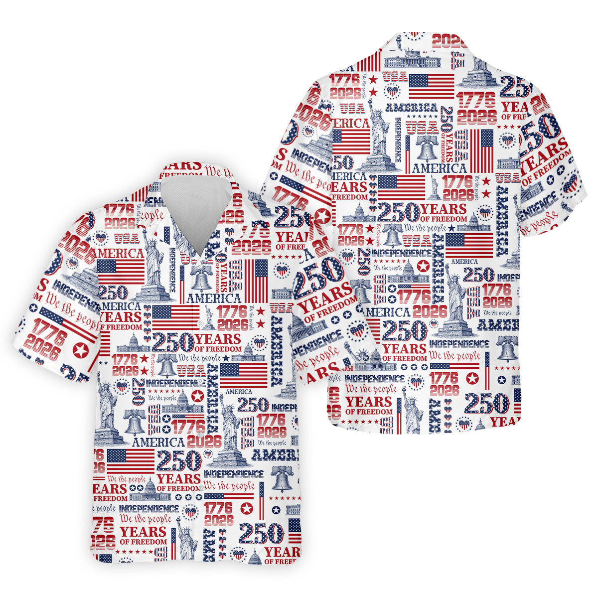 250th Anniversary USA 1776-2026 Retro Golf Shirt, Golf Tops For Men, 4th Of July Golf Shirts For Men
