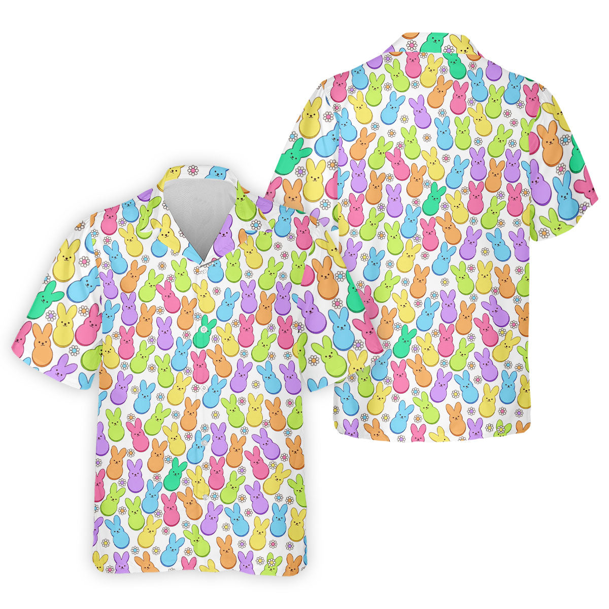 Pastel Easter Peeps Daisy Pattern Golf Shirts For Men, Cute Golf Outfit, Polo Shirt Men