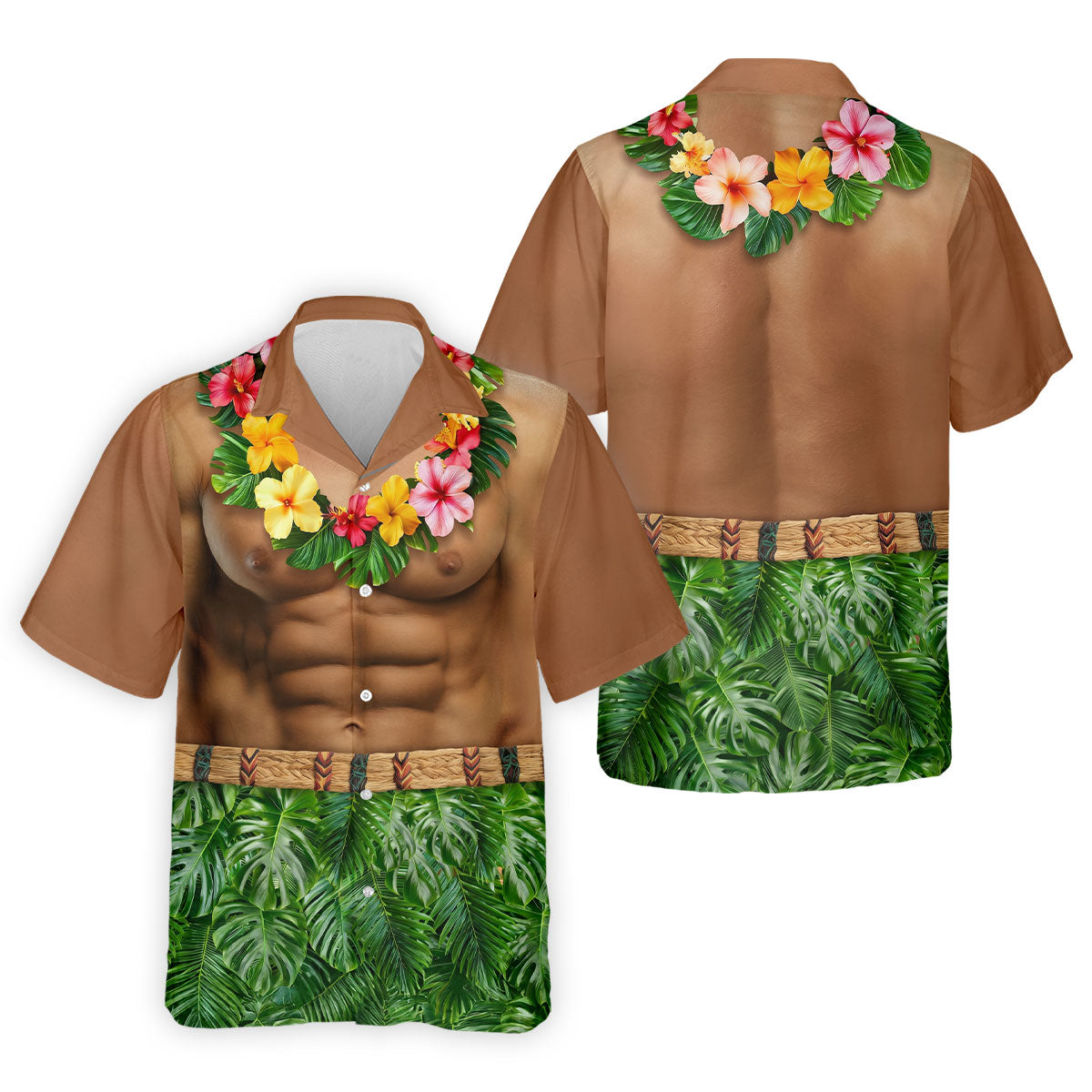 Floral Lei Tropical Theme Party Funny Costume Hawaiian Golf Shirt, Polo Shirtor Men