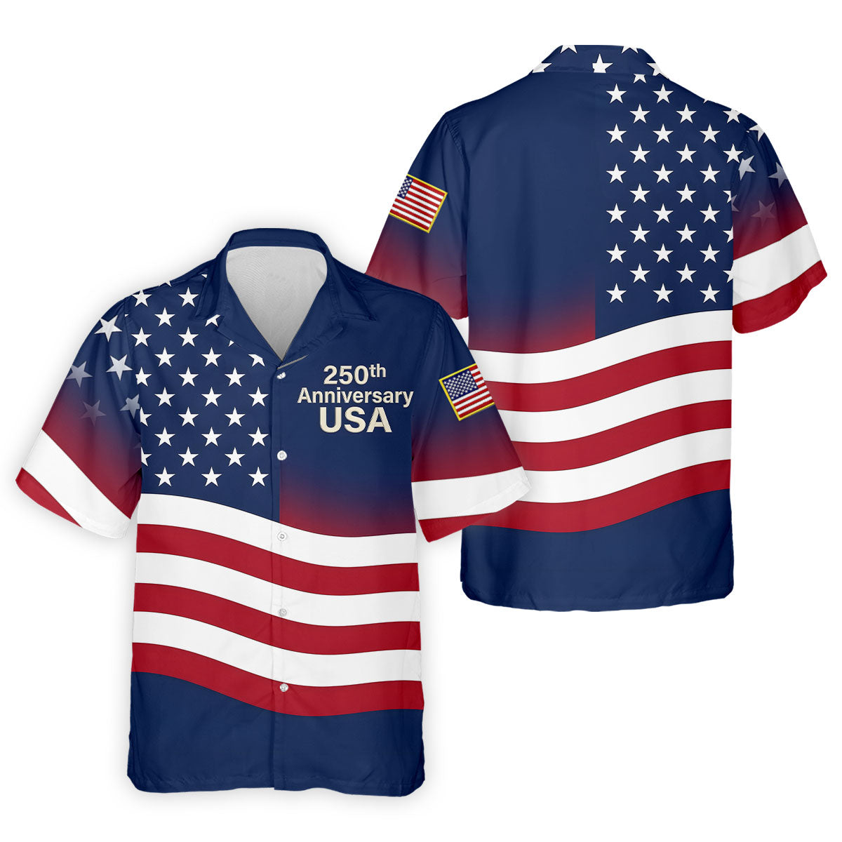 250th Anniversary USA Flag Pattern 4th Of July Golf Shirt, Patriotic Golf Shirt, Golf Shirts For Men