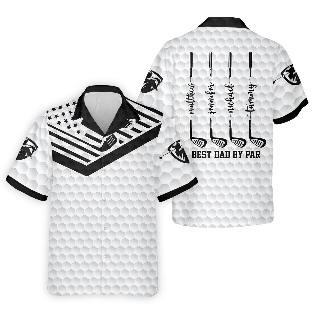 Best Dad By Par US Flag Pattern Father's Day Golf Shirt, Golf Gift For Dad, Personalized Gifts For Dad
