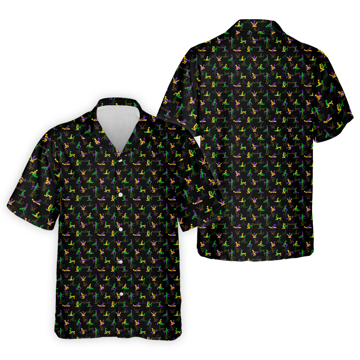 Naughty Position Stick Figure Couple Mardi Gras Black Golf Shirt, Polo ShirtFor Men, Golf Shirts For Men