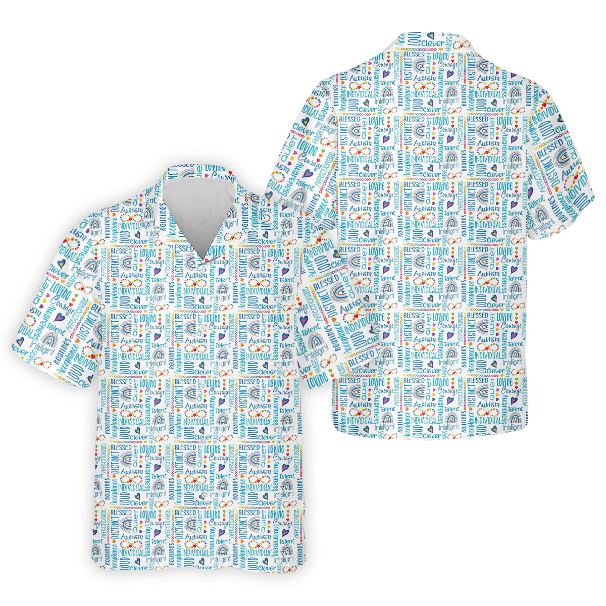 Autism Awareness Rainbow Heart Infinity Symbol Blue And White Men's Golf Shirt, Polo ShirtFor Men