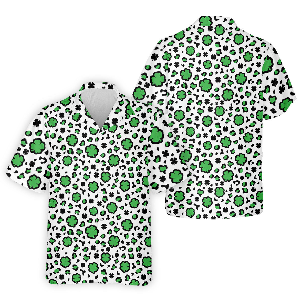 Lucky Four Leaf Clover Leopard Pattern St Patrick's Day Golf Shirt, Polo ShirtFor Men, Golf Shirts For Men