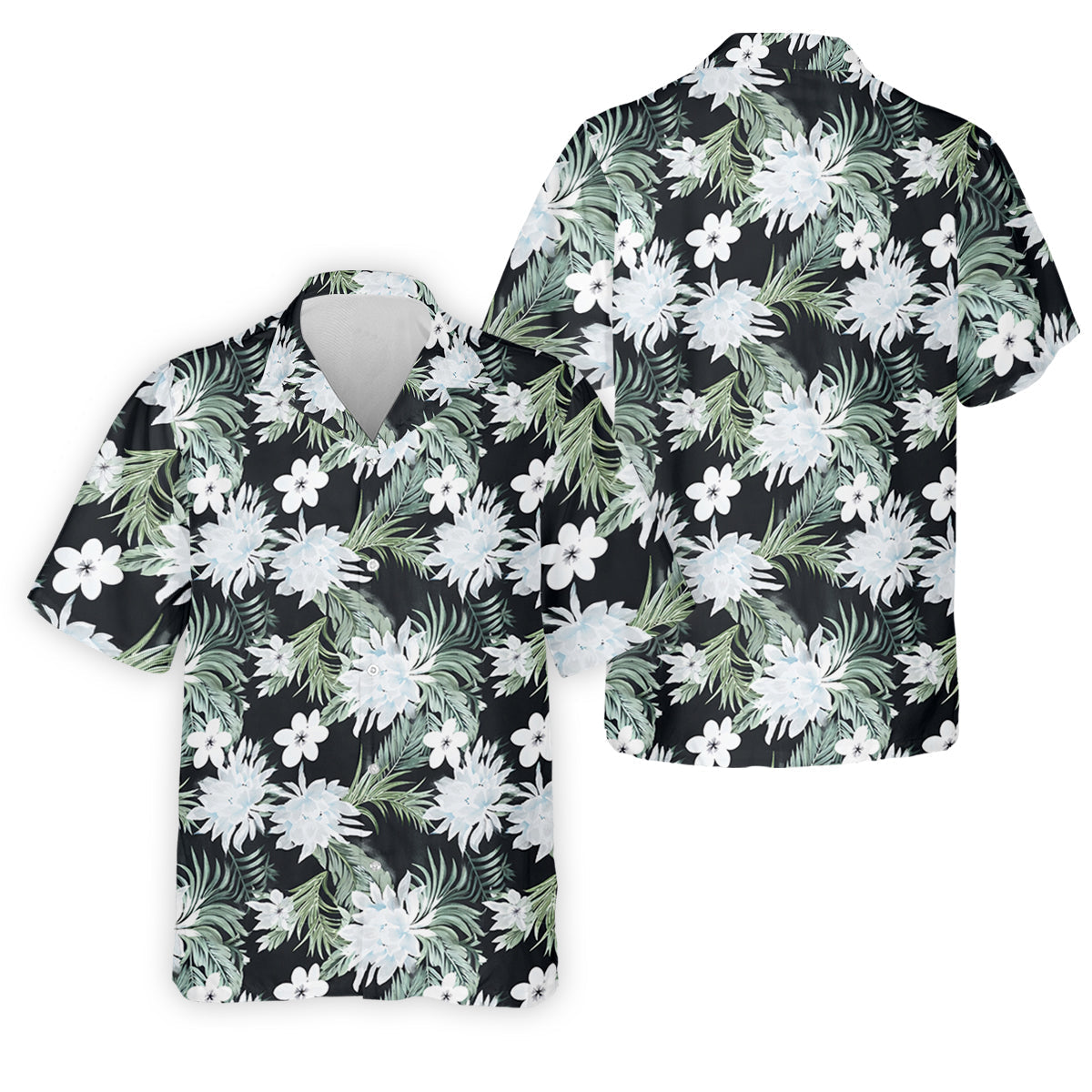 White Flower Tropical Hawaiian Vibe Golf Tops For Men, Golf Shirts For Men, Golf Gift For Men