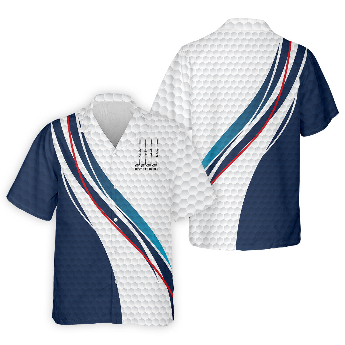 Best Dad By Par Golf Ball Pattern Wavy Stripes Father's Day Golf Shirt, Golf Gift For Dad