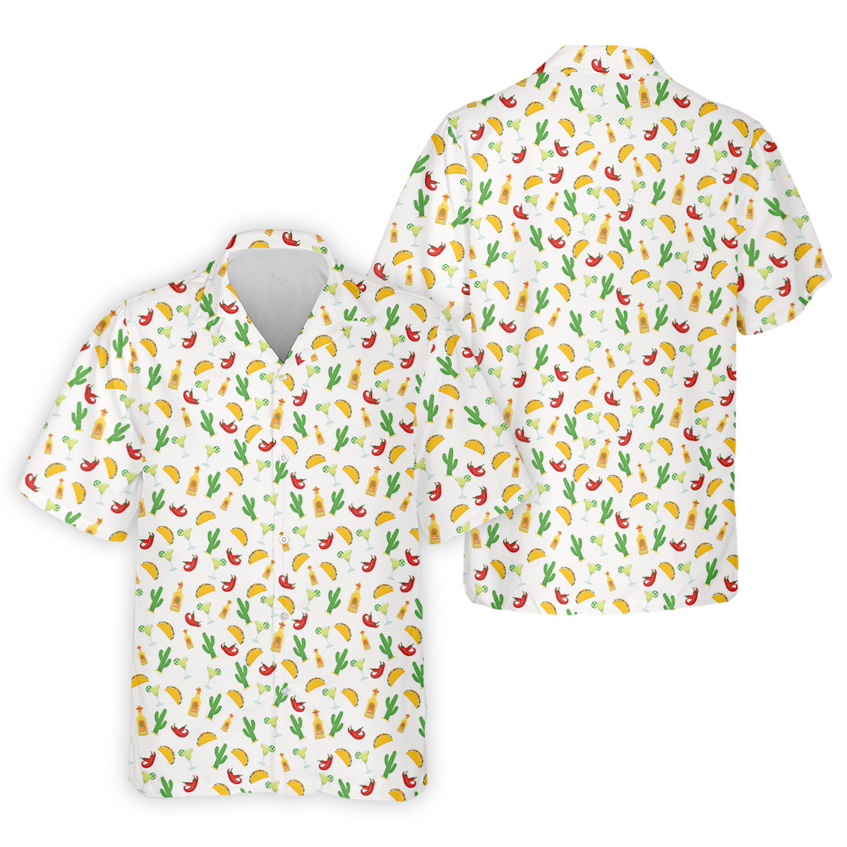 Tropical Vibe Hawaiian Pattern White Golf Shirt, Golf Tops For Men, Golf Gift For Men