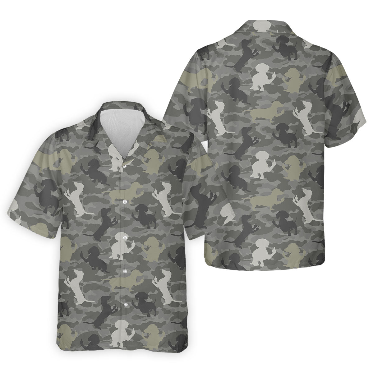 Grey Camo Poodle Dog Pattern Golf Shirt, Mens Polo Shirt, Golf Shirts For Men, Performance Golf Shirt