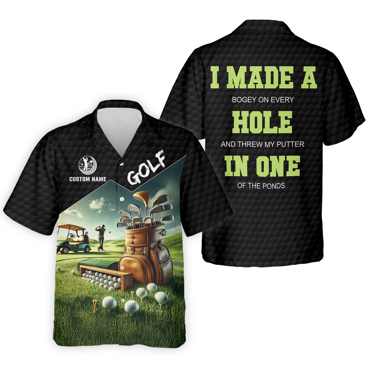 Custom Name Golf Course Club Bag Polo Shirt, Mens Golf Polo, Golf Apparel For Men