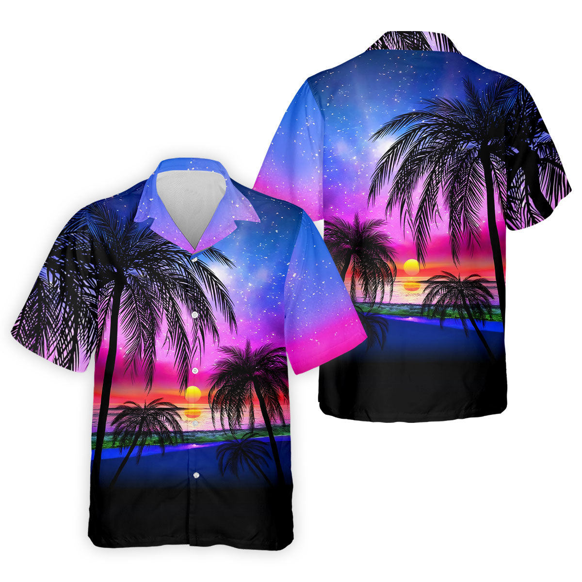 Palm Tree Beach Sunset Golf Shirt, Mens Golf Polo, Printed Golf Shirts, Golf Apparel For Men