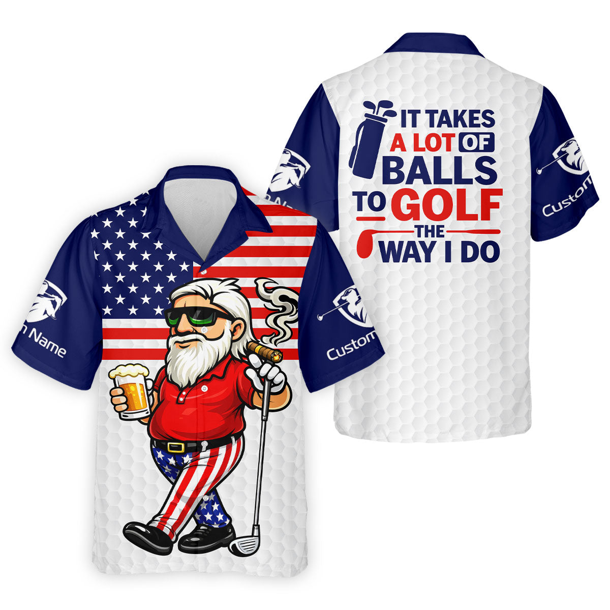 It Takes A Lot Of Ball To Golf The Way I Do Patriotic Man 4th Of July Golf Shirt, 250 Years Polo Shirt Men