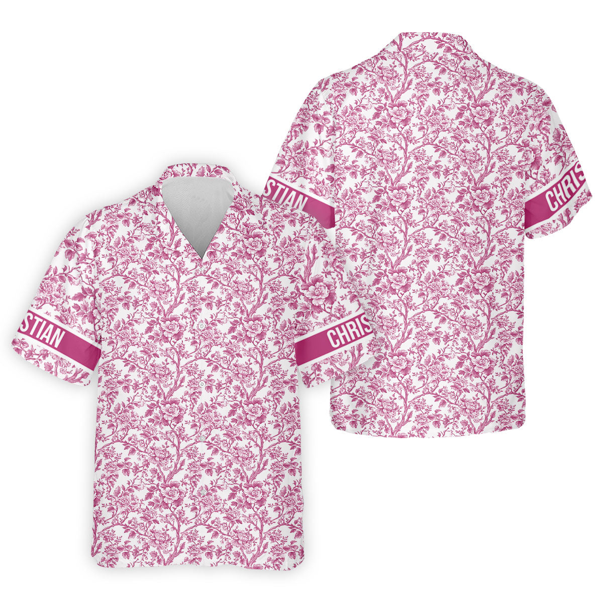 Toile De Jouy Pink Golf Shirt, Golf Tops For Men, Polo ShirtFor Men, Golf Gift For Men, Golf Shirts For Men