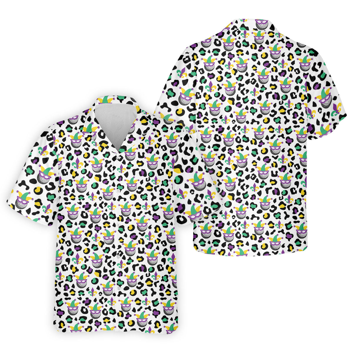 Mardi Gras Mask Leopard Spots Funny Golf Ball Golf Tops For Men, Polo ShirtFor Men, Golf Shirts For Men