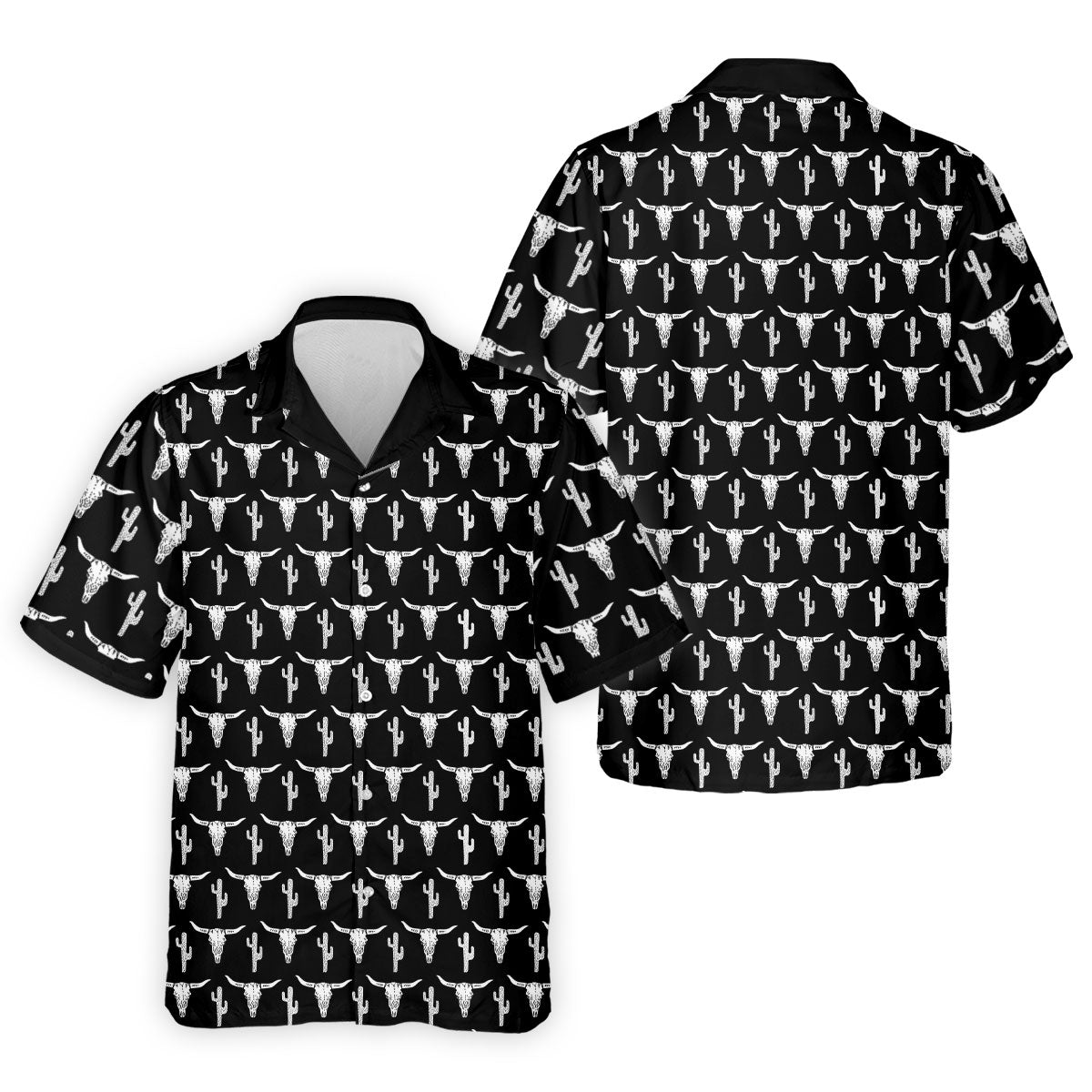Longhorn Cow Skull Western Theme Black Golf Tops For Men, Polo Shirtor Men, Golf Shirts For Men