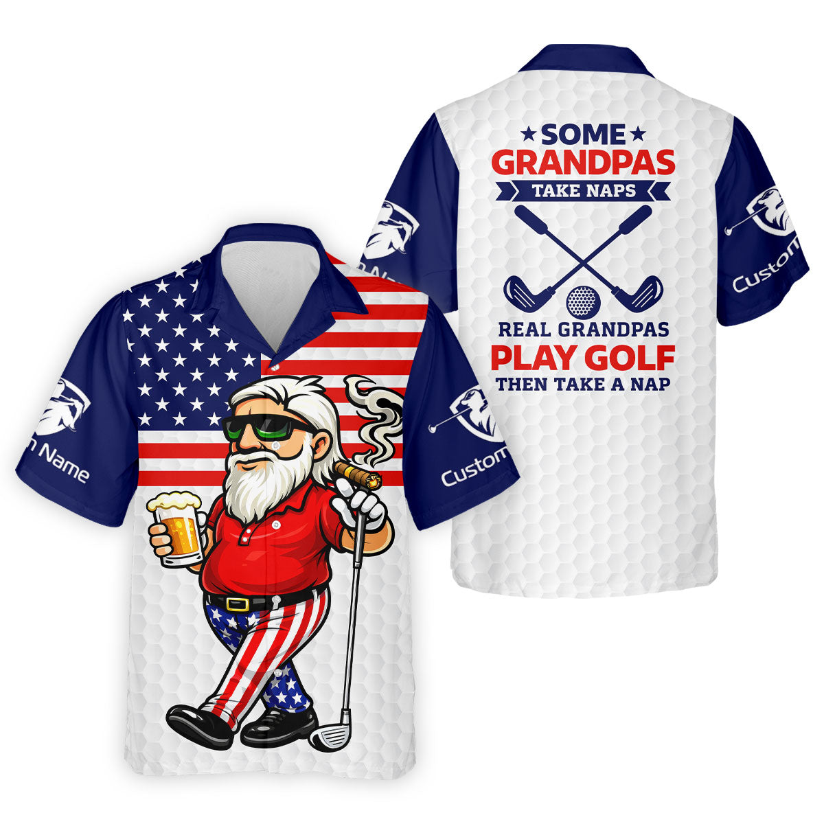 Real Grandpas Play Golf Father's Day 4th Of July Golf Shirt, 250 Years Polo Shirtor Men