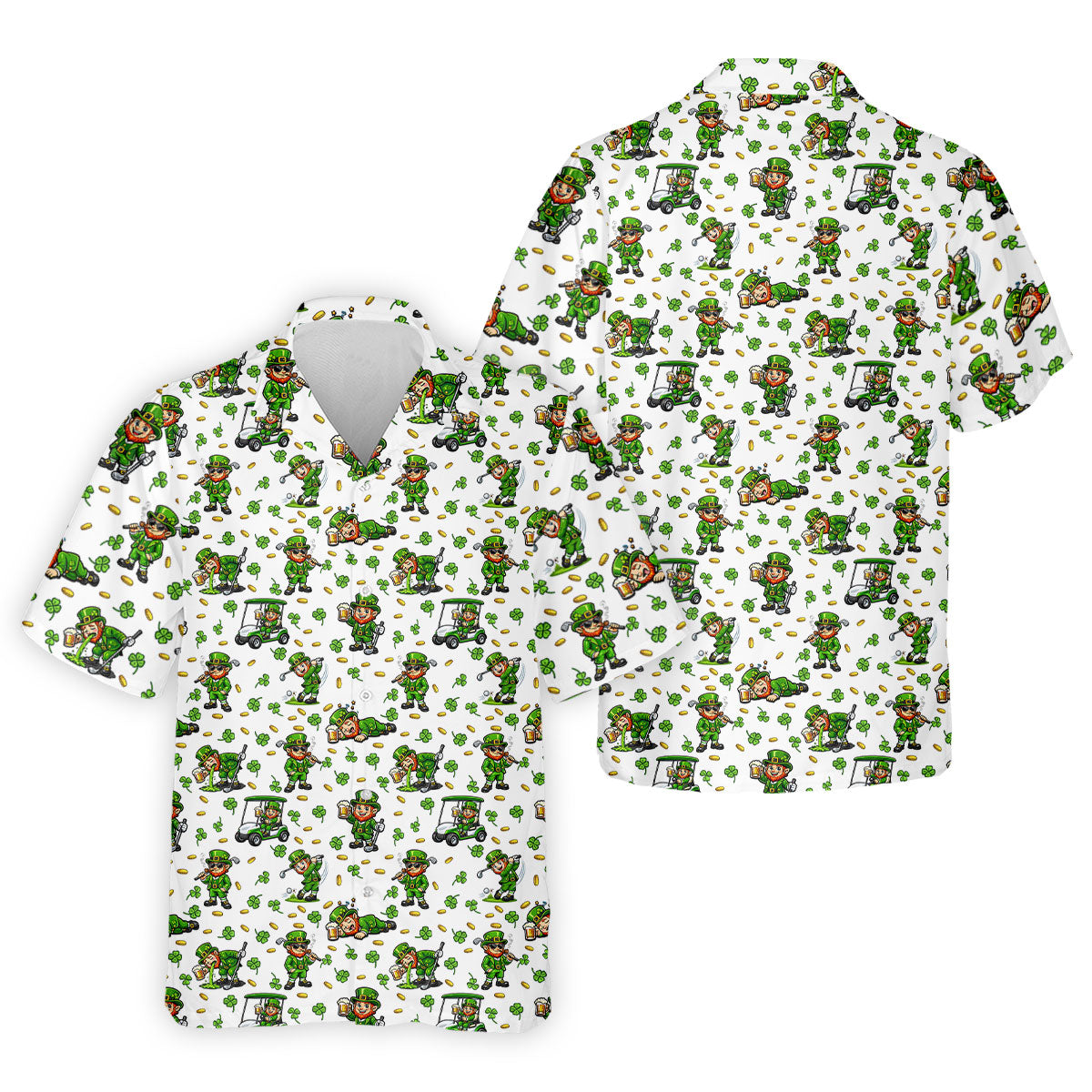 Funny Leprechaun Golf And Beer Shamrocks St Patrick's Day Golf Shirt, Golf Tops For Men, Polo For Men
