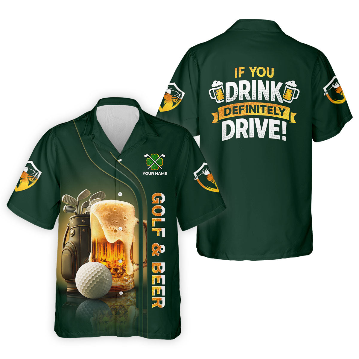 If You Drink Definitely Drive Golf And Beer St Patrick's Day Green Golf Shirts For Men, Golf Gift For Men
