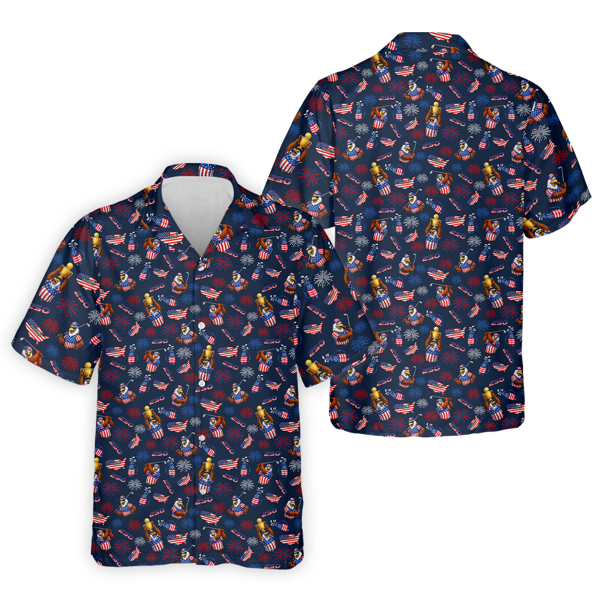 Patriotic Bald Eagle 250 Celebration Golf Tops For Men, 4th Of July Golf Shirts For Men, Men's Golf Polo