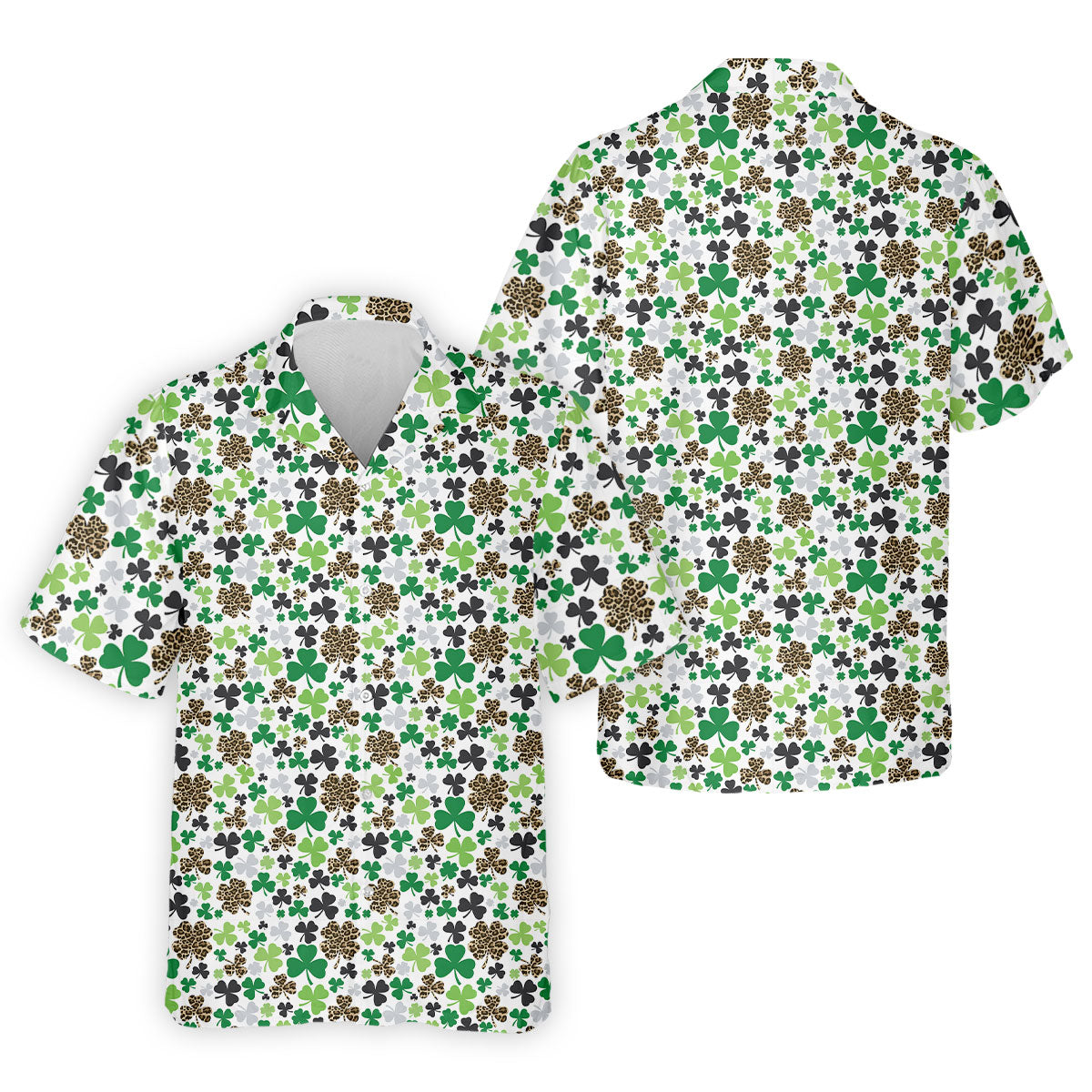 Leopard Pattern St Patrick's Day Shamrock Golf Shirt, Fun Golf Shirts For Men, Polo ShirtFor Men