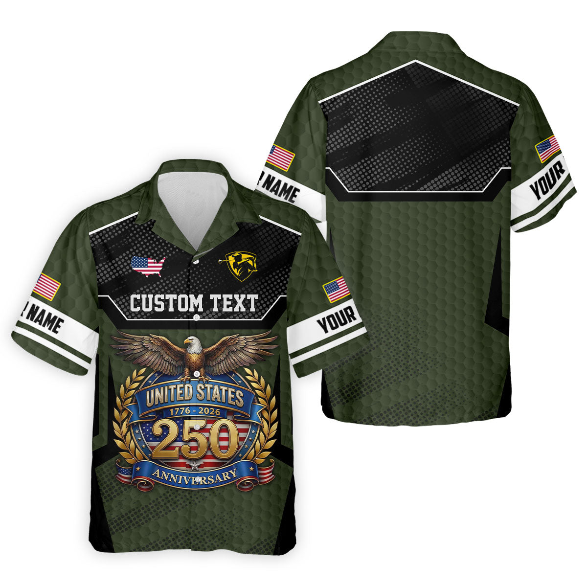 US 250 Anniversary Patriotic 4th Of July Green Golf Shirt, Polo Shirtor Men, Golf Shirts For Men