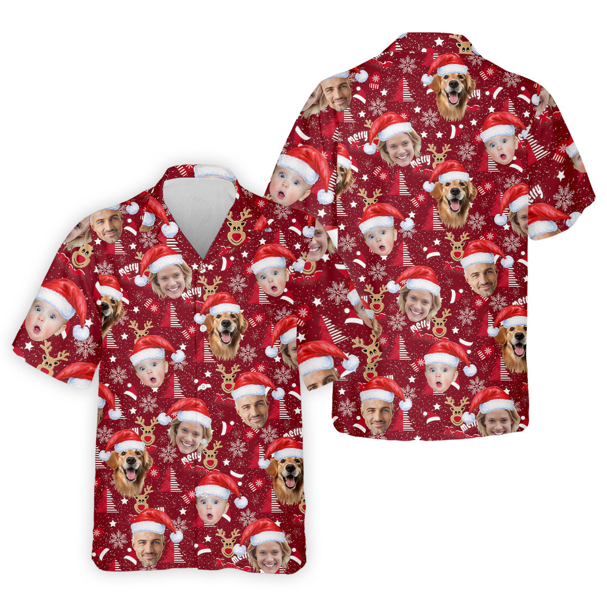 Custom Red Nose Reindeer Merry Xmas Red Golf Shirt, Christmas Golf Shirt, Polo ShirtFor Men, Golf Gift For Men