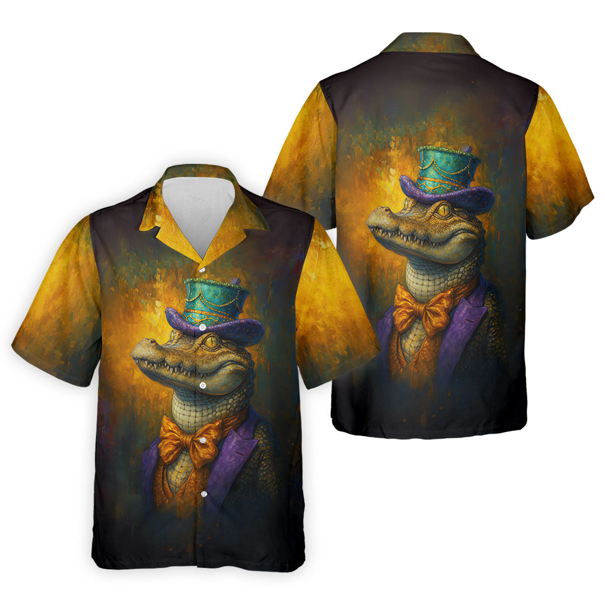 Mardi Gras Aligator Retro Golf Shirt, Golf Tops For Men, Polo ShirtFor Men, Golf Shirts For Men
