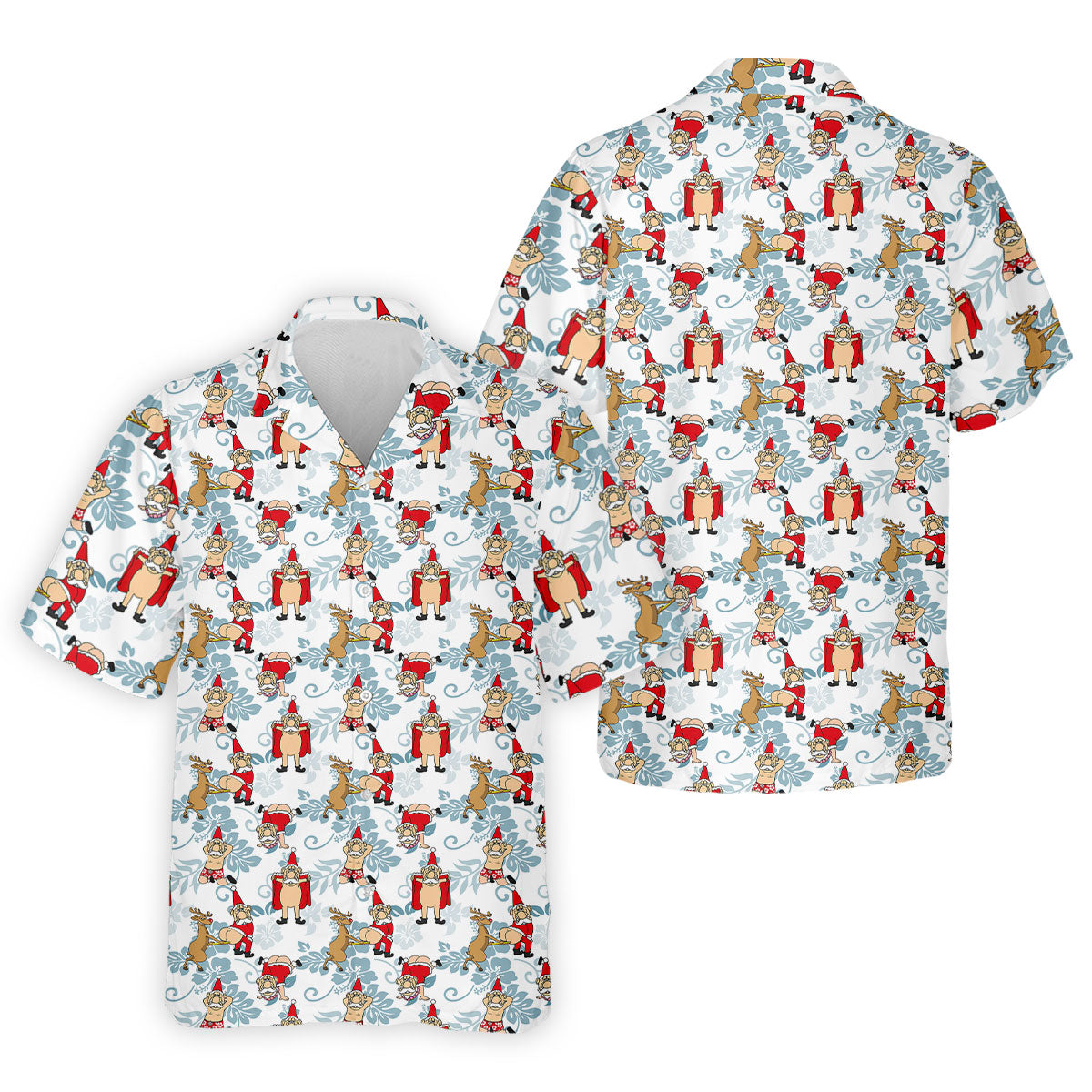 Funny Santa Reindeer Christmas Hawaiian Polo Shirt, Mens Golf Polo, Golf Shirts For Men