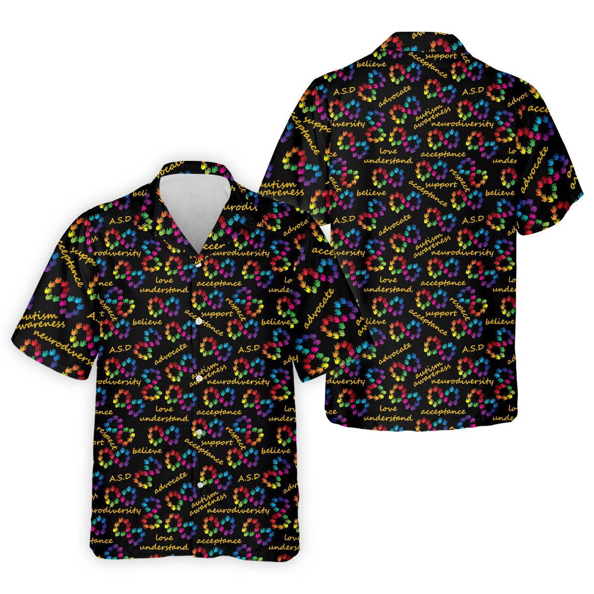 Rainbow Infinity Symbol Autism Awareness Colorful Handprint Golf Shirts For Men, Polo ShirtFor Men