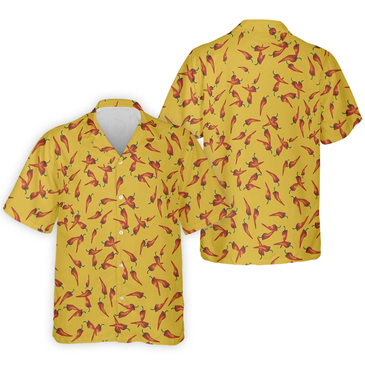 Red Chilli Yellow Hawaiian Golf Shirt, Summer Vibe Golf Shirts For Men, Polo Shirtor Men