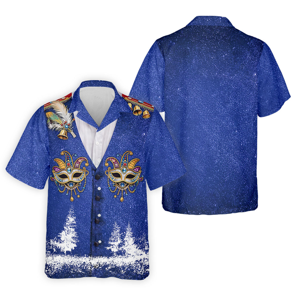 Masquerade Mask Feather Mardi Gras Glitter Print Blue Golf Shirt, Polo ShirtFor Men, Golf Shirts For Men