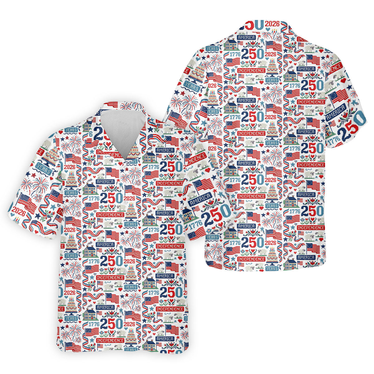 America Independence 250 Years White Golf Shirt, Patriotic 4th Of July Golf Shirts For Men