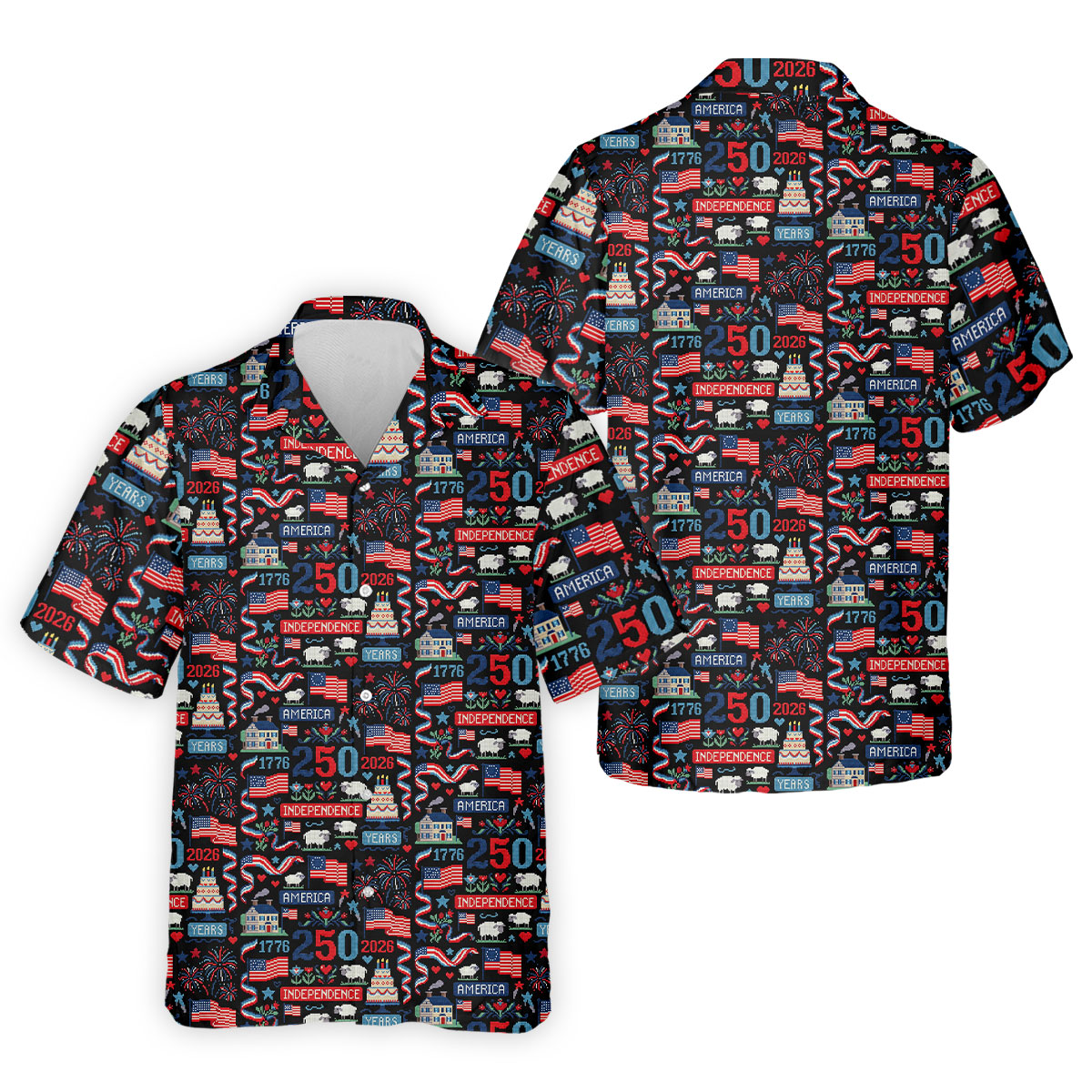 America Independence 250 Years Black Golf Shirt, Patriotic 4th Of July Golf Shirts For Men