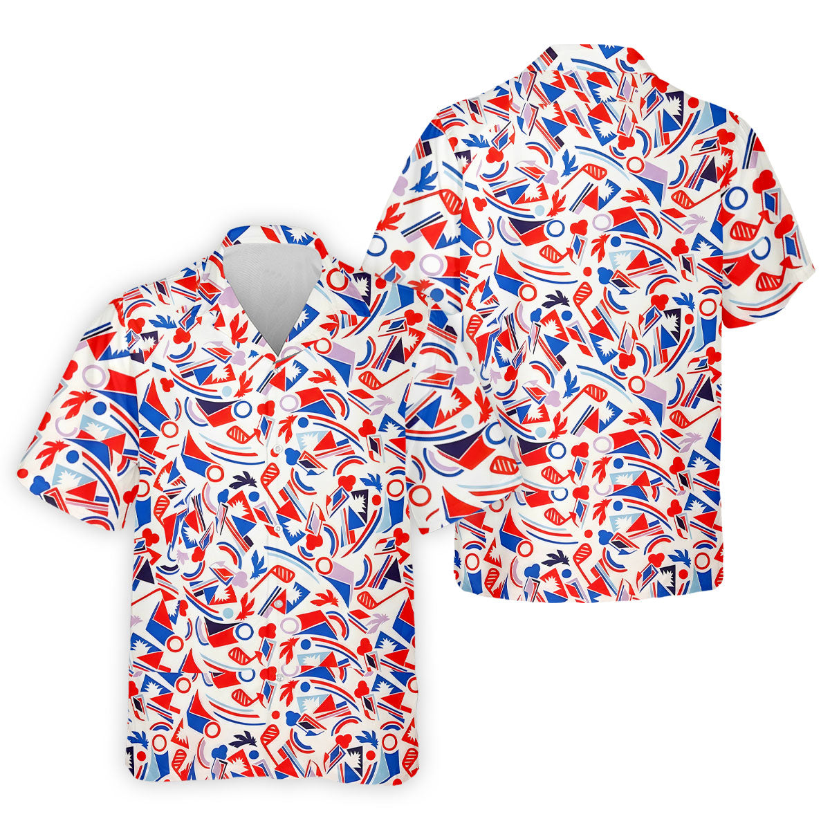 Red White Blue Golf Pattern Patriotic Golf Shirt, 250 Years Of Freedom 4th Of July Golf Shirts For Men