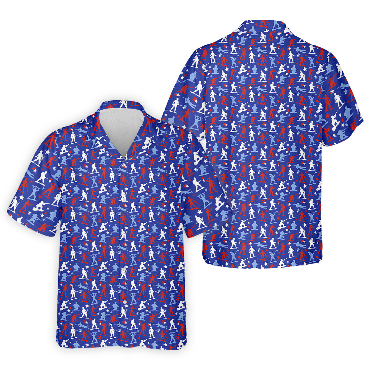 Red White Blue Soldier Pose Patriotic 4th Of July Golf Shirt, 250th Anniversary Golf Shirts For Men