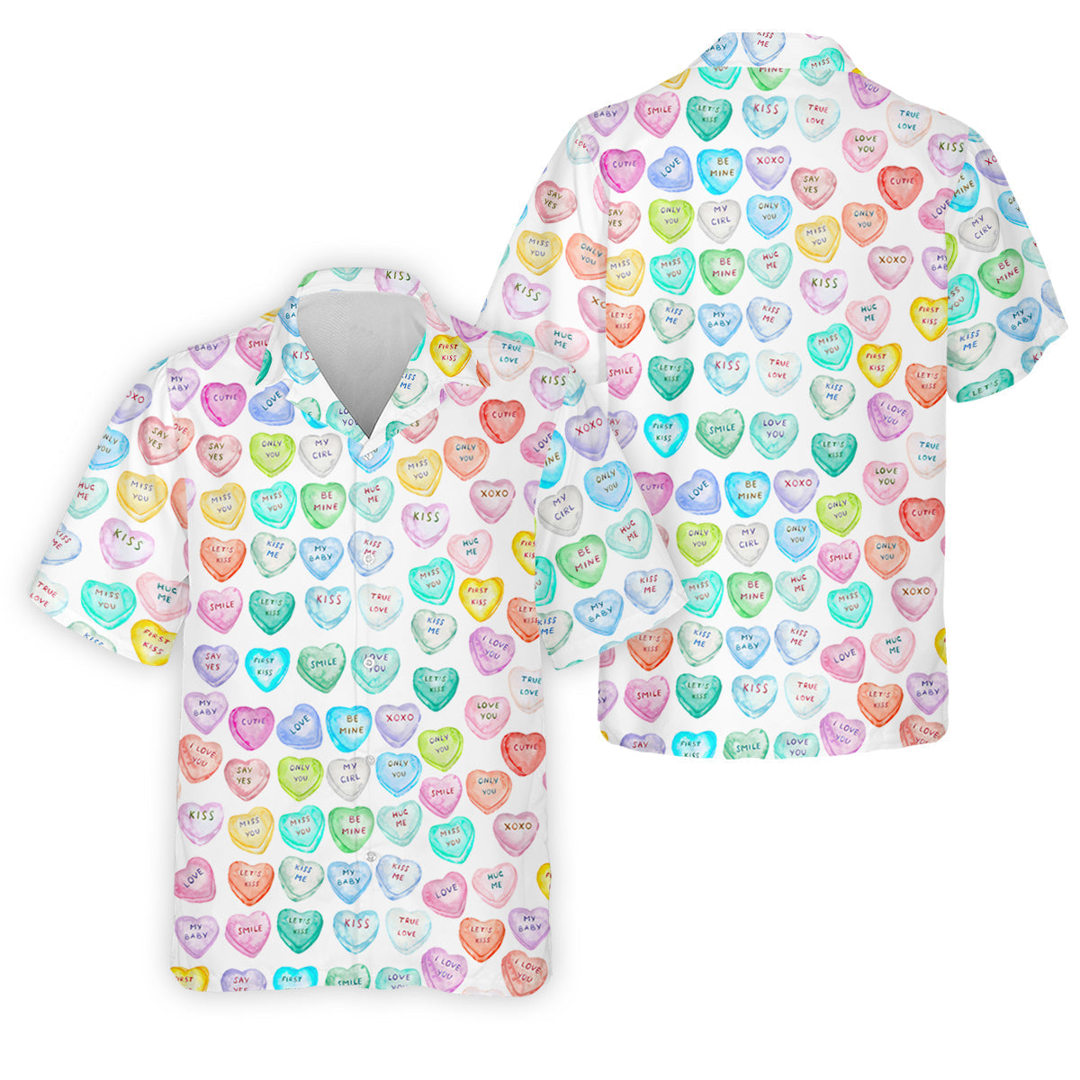 Sweet Words Watercolor Heart Golf Tops For Men, Valentines Golf Gift, Polo ShirtFor Men