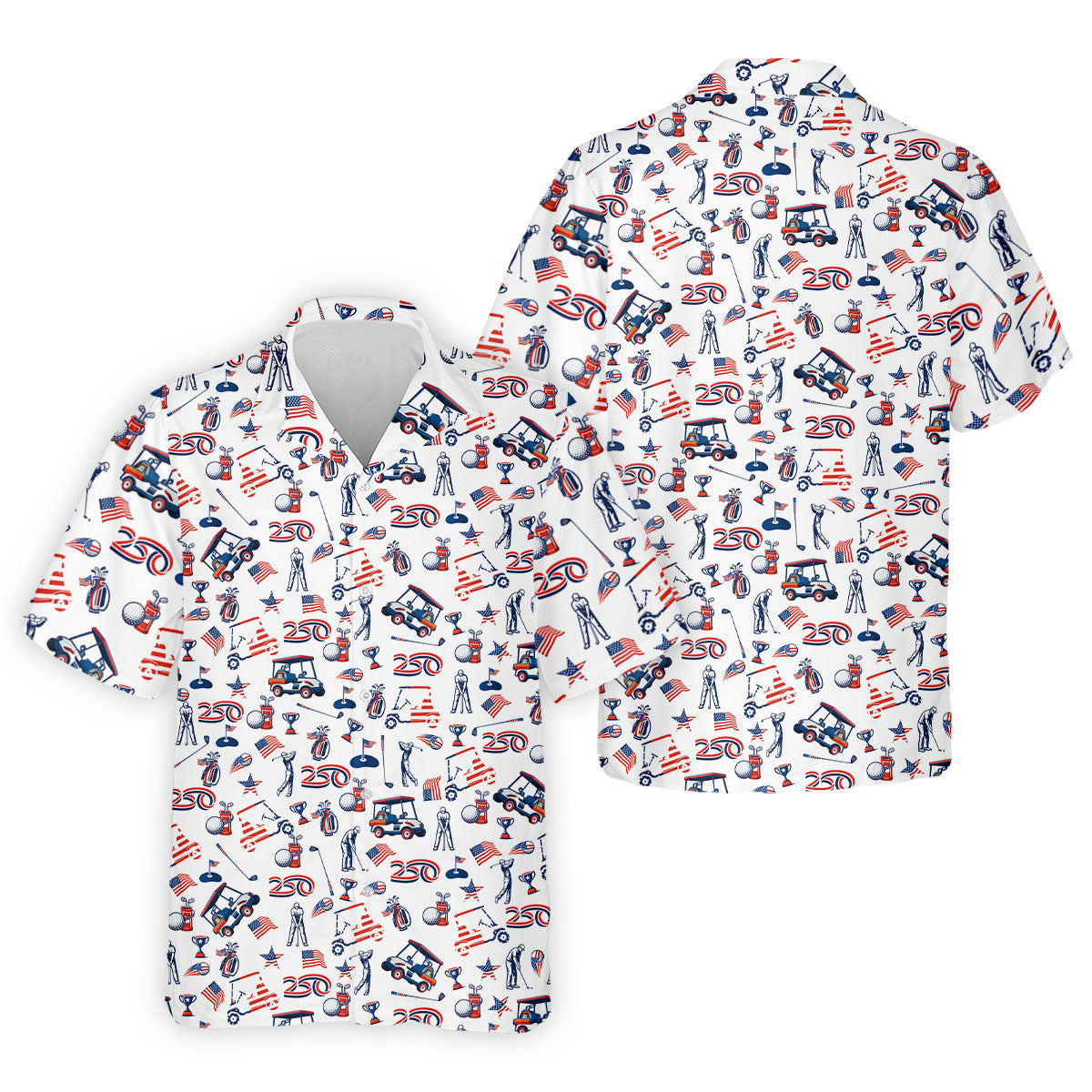 250th Anniversary US Flag Pattern Patriotic Golf Shirt, 4th Of July Golf Shirt Golf Tops For Men, Golf Shirts For Men