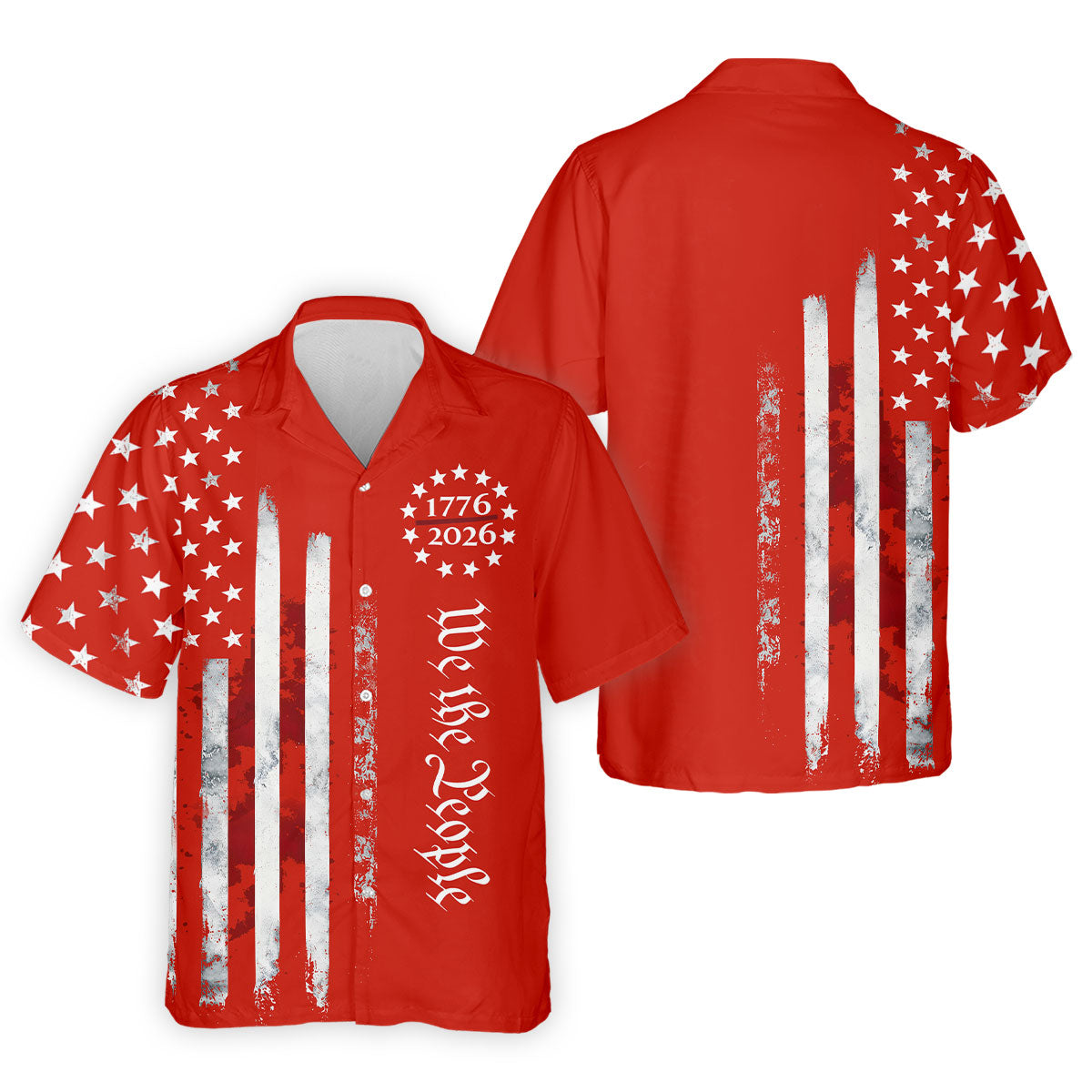 We The People Distressed Flag Patriotic Red Golf Shirt, 250 Years 4th Of July Golf Shirts For Men