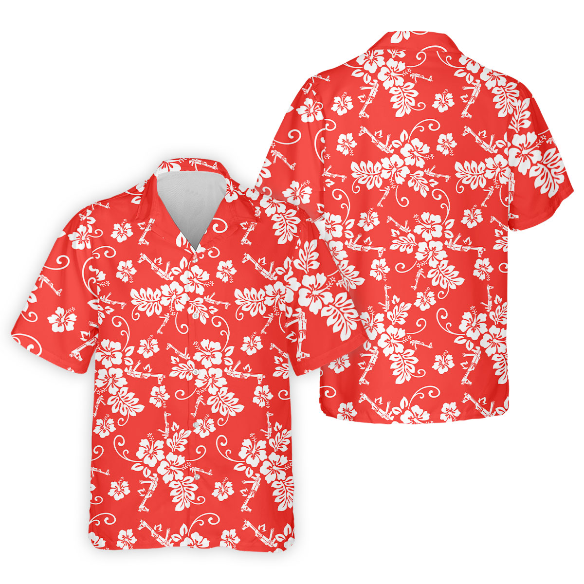 Tropical Flower Red Golf Shirt, Hawaiian Golf Shirt, Polo Shirtor Men, Golf Shirts For Men