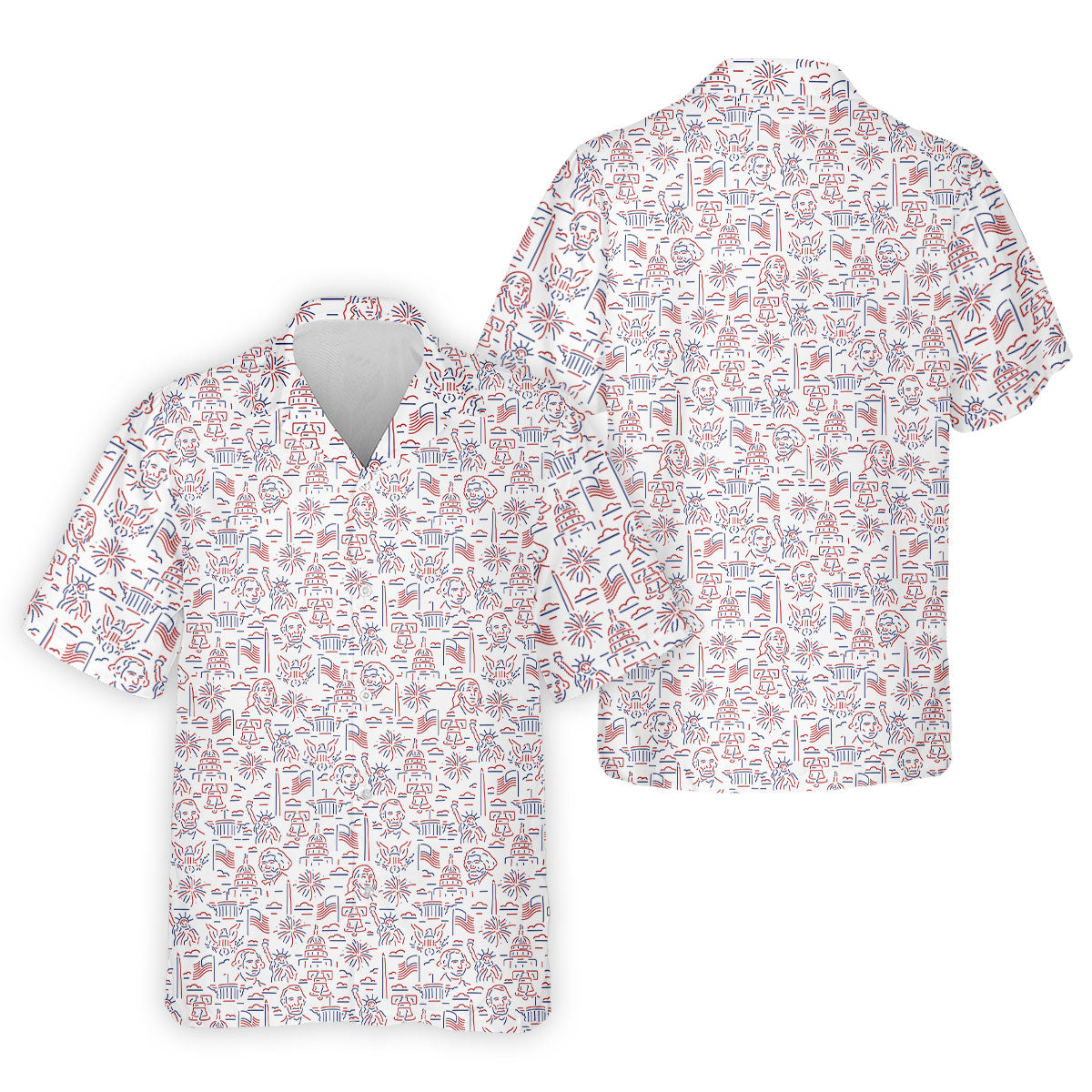 Red White Blue Outlined Patriotic American 250th Anniversary White Golf Shirt, 4th Of July Golf Shirts For Men