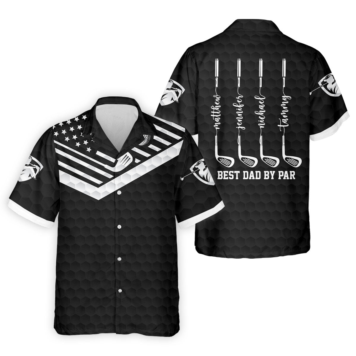 Best Dad By Par US Flag Pattern Father's Day Golf Shirt, Golf Gift For Dad, Personalized Gifts For Dad