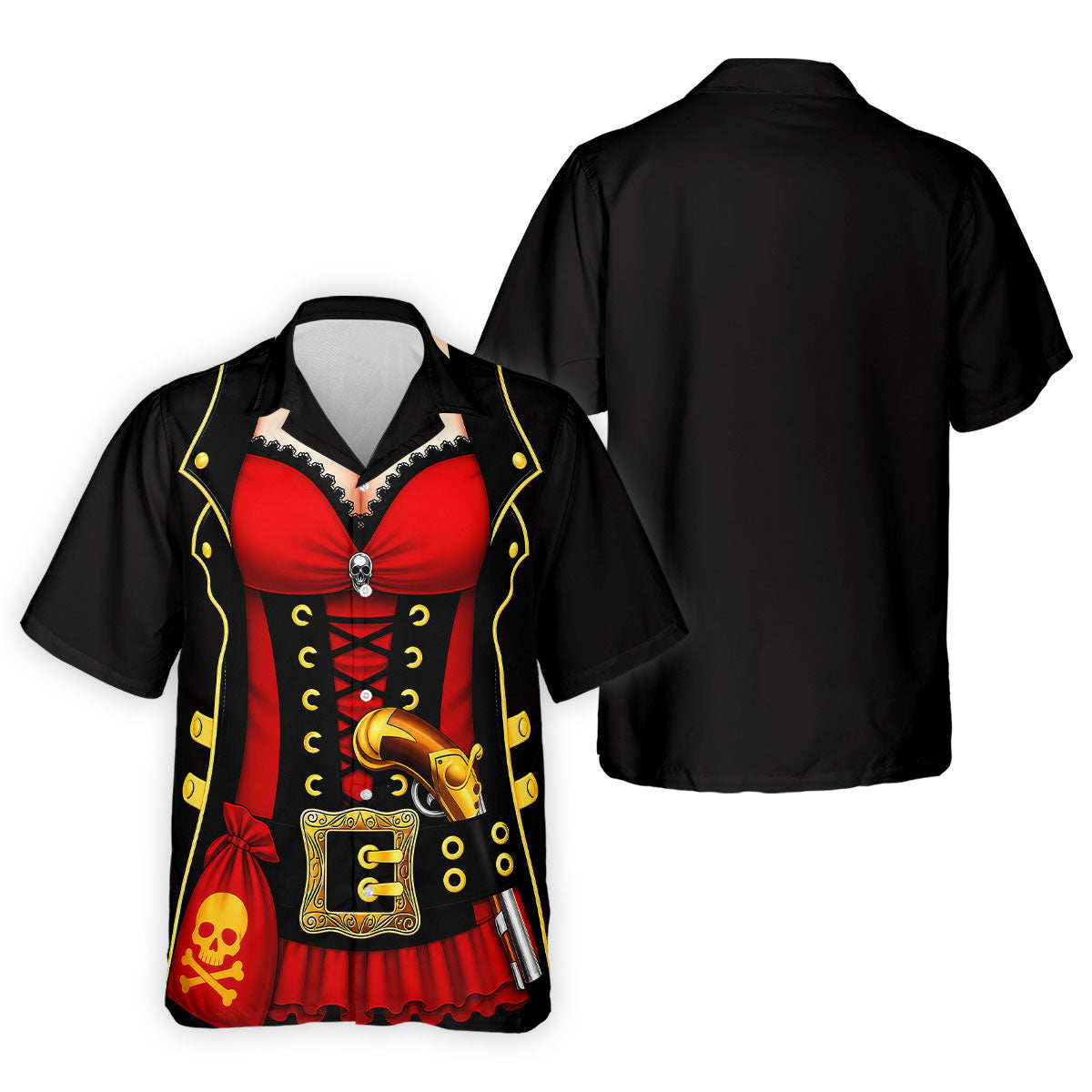 Red Corset Pirate Costume Skull Belt Golf Shirt, Mens Golf Polo, Golf Apparel For Men, Printed Golf Shirts