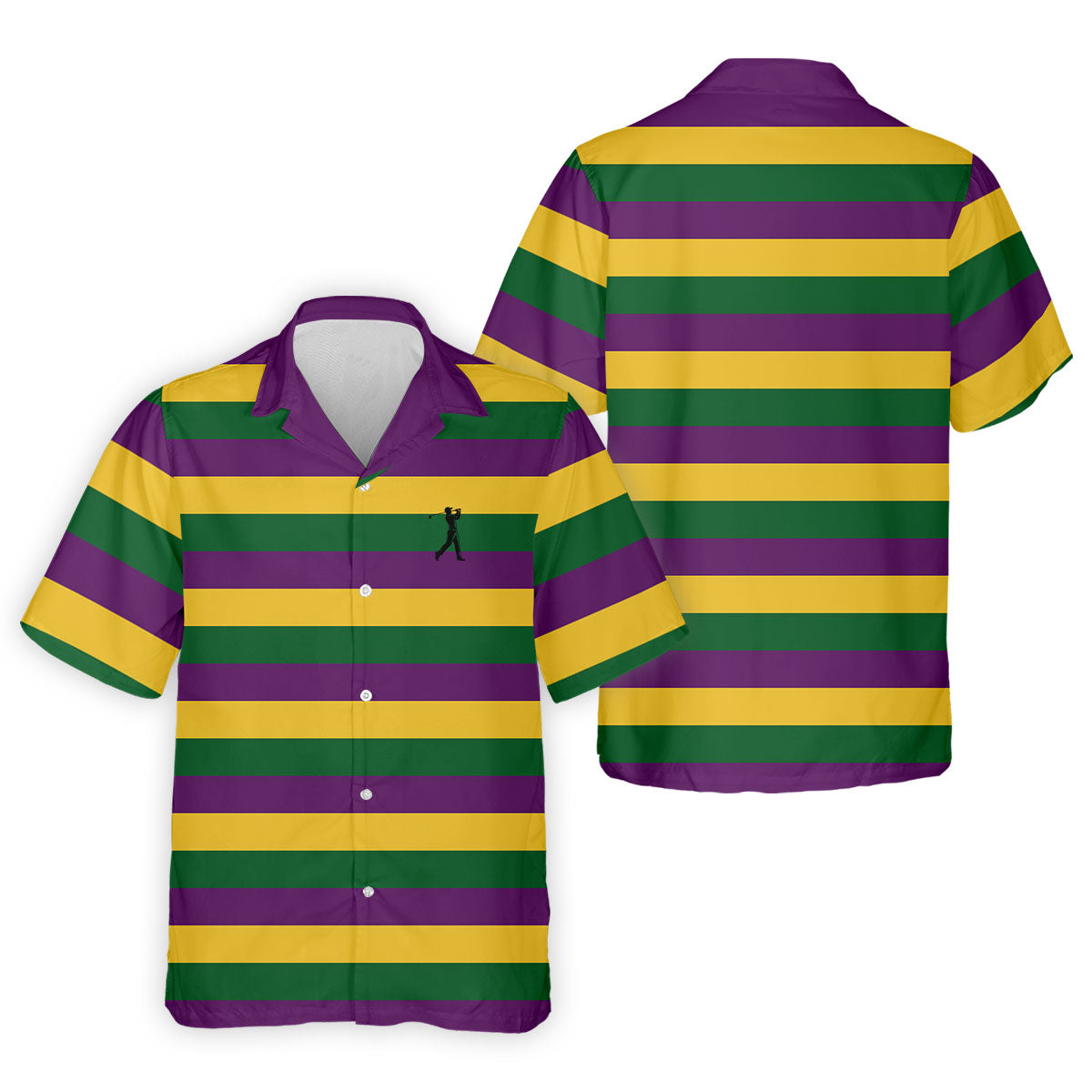 Gold Purple Green Mardi Gras Stripe Pattern Men's Golf Polo ShirtGift For Men, Golf Shirts For Men