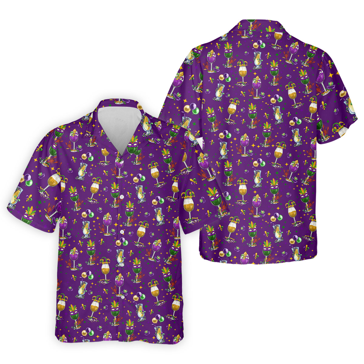 Mardi Gras Wine Glass Beaded Garland Fleur De Lis Purple Golf Shirt, Polo ShirtFor Men, Golf Shirts For Men