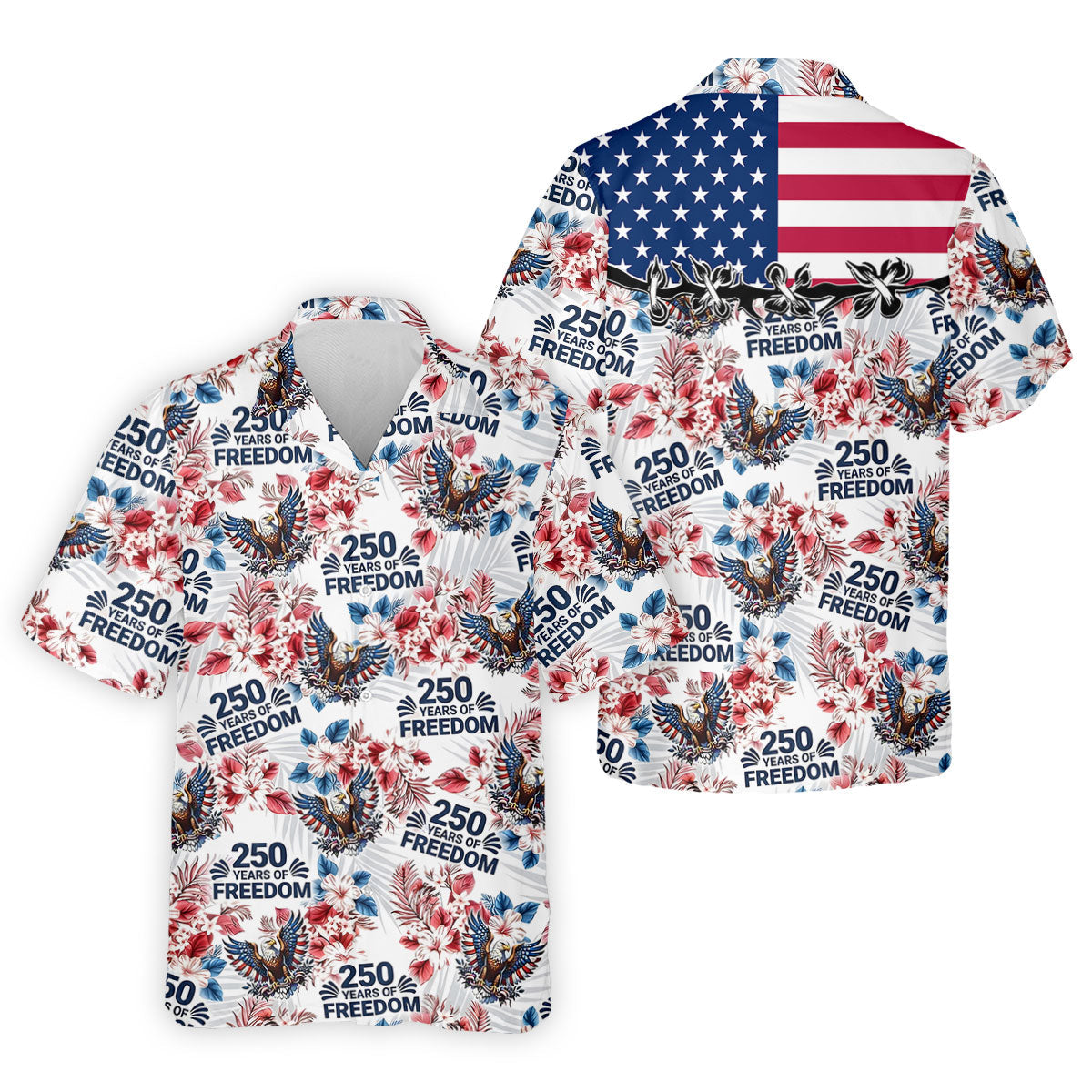 America 250 Years Of Freedom Tropical Vibe Patriotic Golf Shirt, 4th Of July Golf Shirt, Golf Shirts For Men