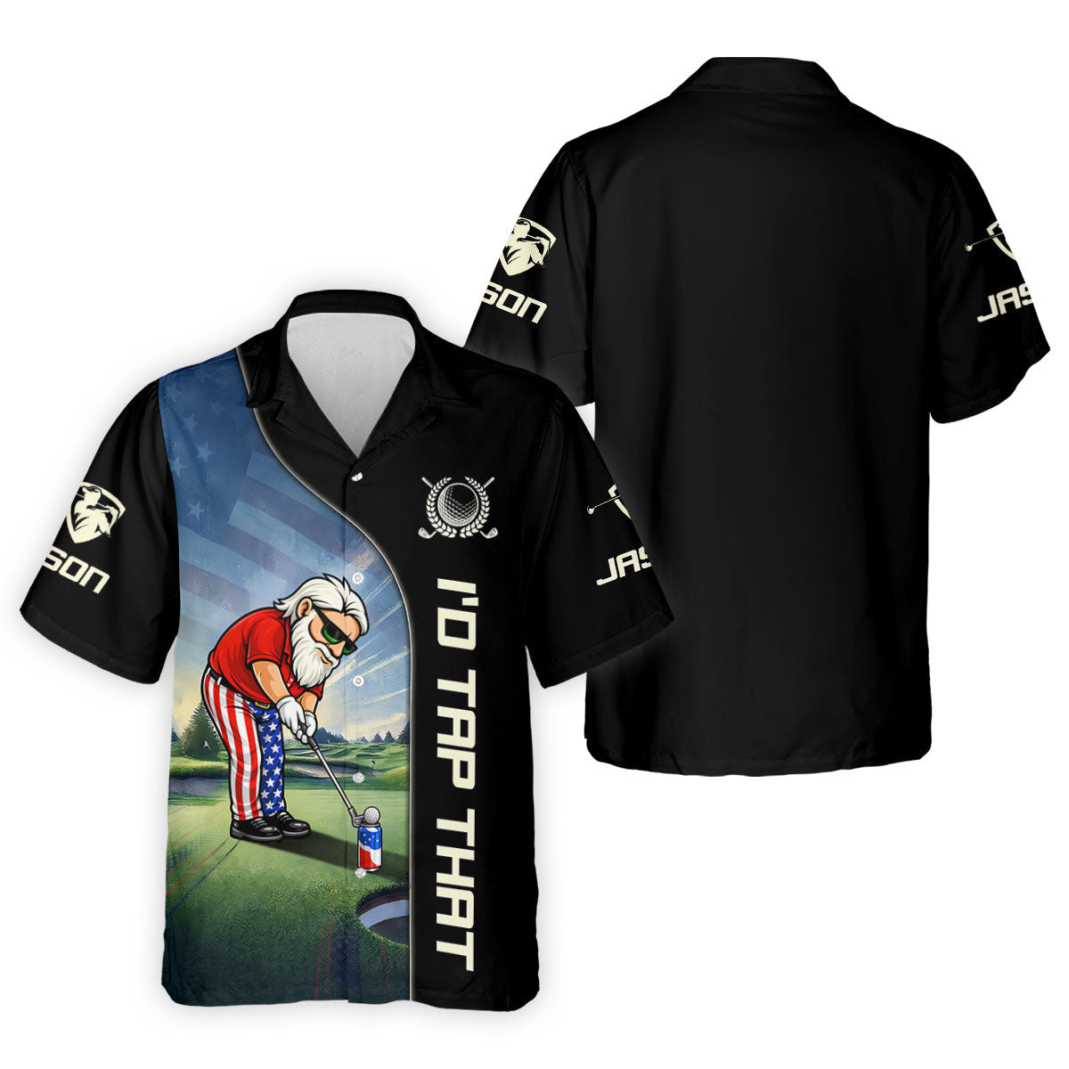 I'd Tap That Patriotic Man Golf And Beer 4th Of July Golf Shirt, 250th Anniversary Men's Funny Golf Shirts