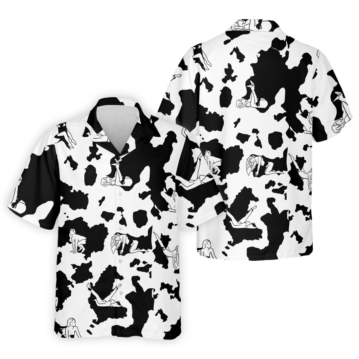 Cow Print Golf Shirt, Adult Humor Hidden Pin Up Pattern, Golf Shirt For Men