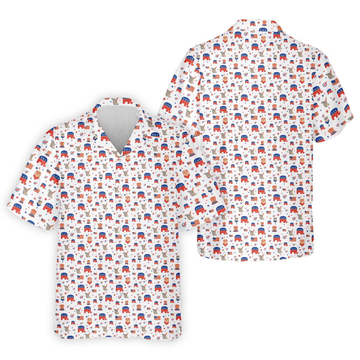 US Bald Eagle Political Elephant 250th Anniversary White Golf Shirt, Patriotic 4th Of July Golf Shirts For Men