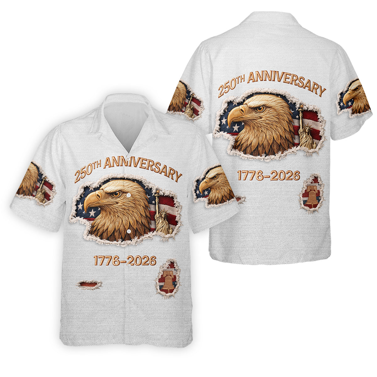 250th Anniversary 1776-2026 American Flag And Eagle Golf Tops For Men, Patriotic Golf Shirt, Golf Shirts For Men