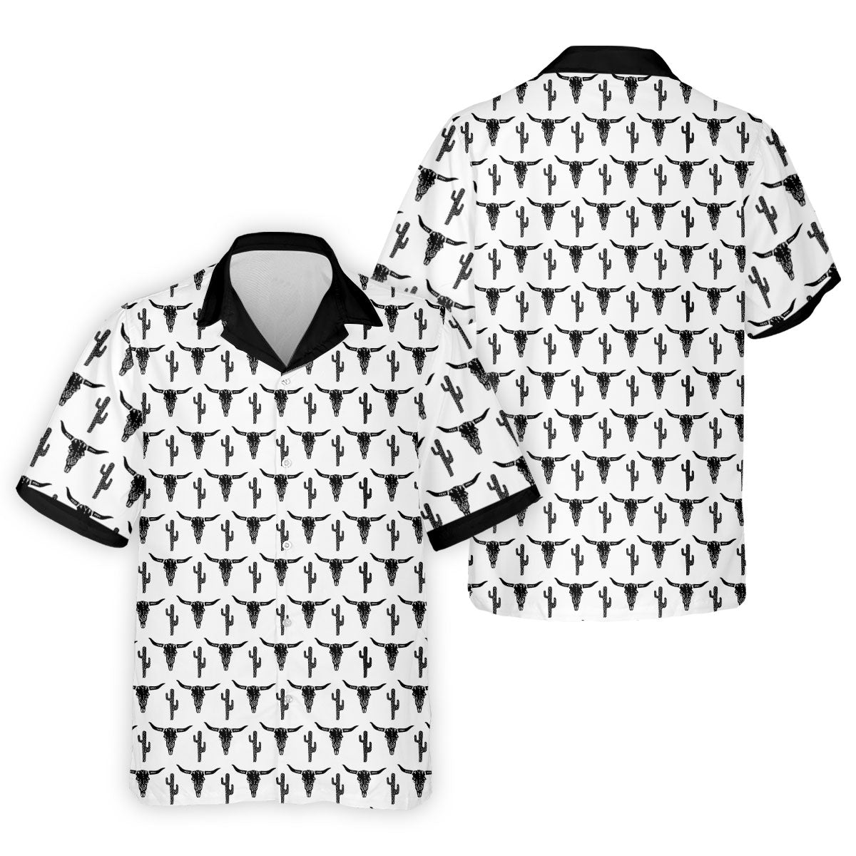 Longhorn Cow Skull Western Theme White Golf Tops For Men, Polo Shirtor Men, Golf Shirts For Men
