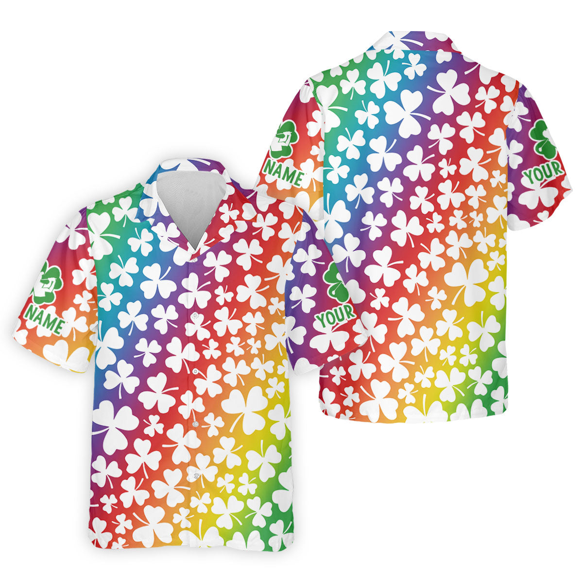 Rainbow Shamrock St Patrick's Day Golf Shirt, Golf Tops For Men, Polo ShirtFor Men, Golf Shirts For Men
